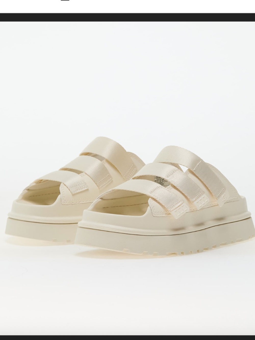 UGG Goldenglow Jasmine Off White Chunky Platform Slide Sandals w 3 Straps 9 NEW